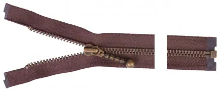 YKK Delbar Glidelås Antikk Messing 35cm 4mm Brun