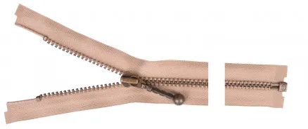 YKK Delbar Glidelås Antikk Messing 30cm 4mm Beige